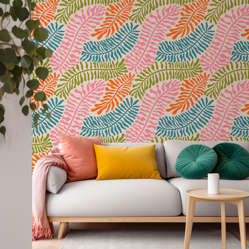 Fern Parade Botanical Wallpaper – Playful Leaf Design