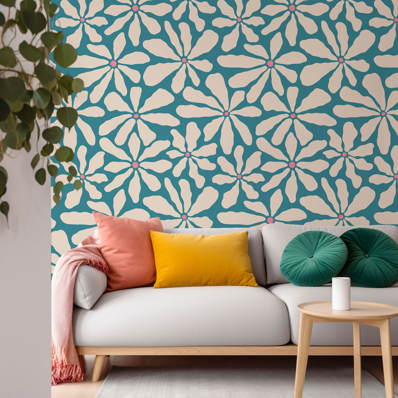 Retro Bloom Floral Wallpaper – Bold Graphic Design