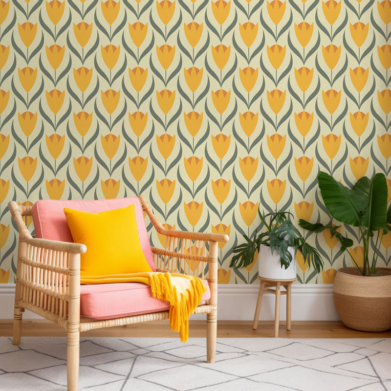 Golden Tulip – Scandinavian Floral Wallpaper