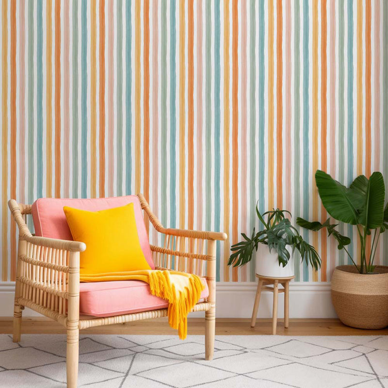 Watercolour Stripe – Soft Painted Striped Wallpaper in Pastel Tones