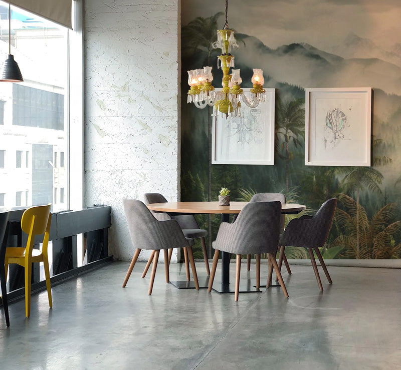 Misty Palm Highlands – Tropical Landscape Mural in Green