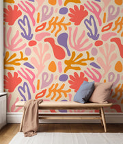 Coral Play – Abstract Floral Wallpaper in Pink, Orange & Lilac