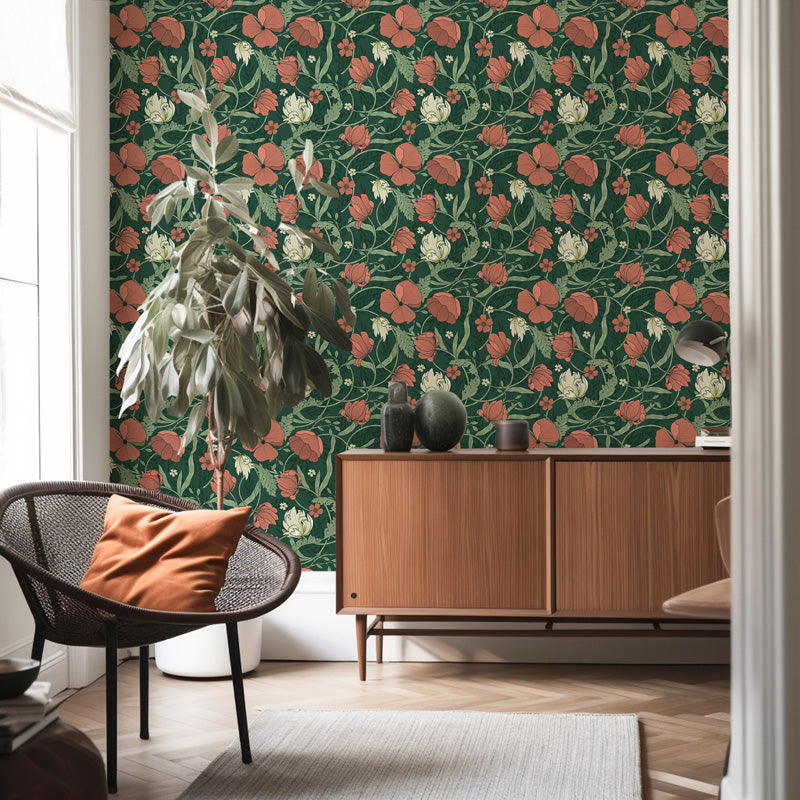 Midnight Garden Floral Wallpaper