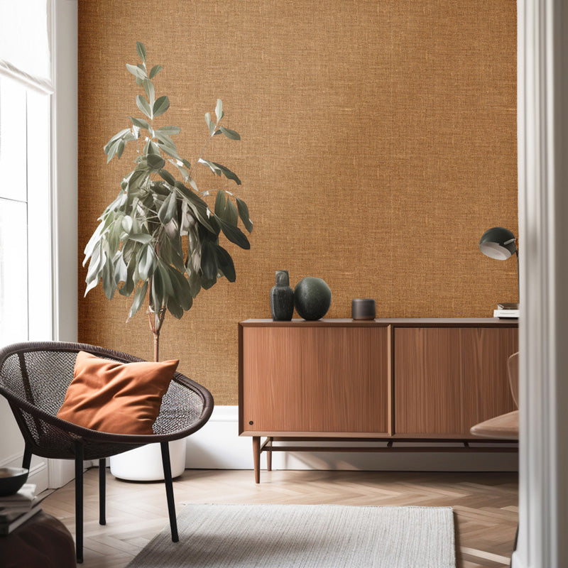Natural Weave – Textured Wallpaper in Warm Brown