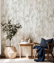 Soft Iris Botanical Wallpaper – Elegant Floral Design