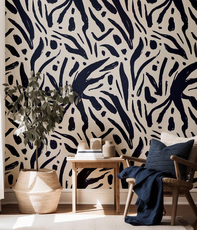 Ink Motion Abstract Wallpaper – Modern Brushstroke Design