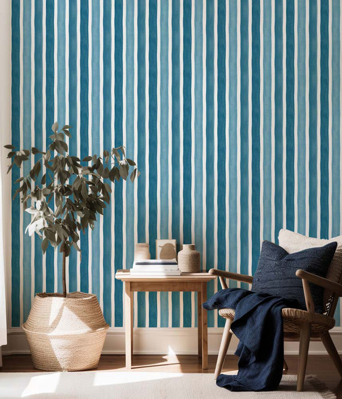 Hand-Painted Artisan Stripe – Wallpaper in Multiple Colours