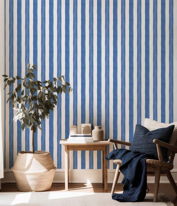 Watercolour Bold Stripe – Wallpaper in Multiple Colours
