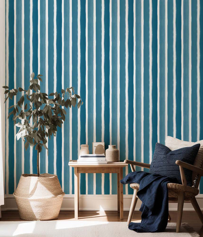 Painterly Stripe – Hand-Painted Striped Wallpaper in Soft Tones