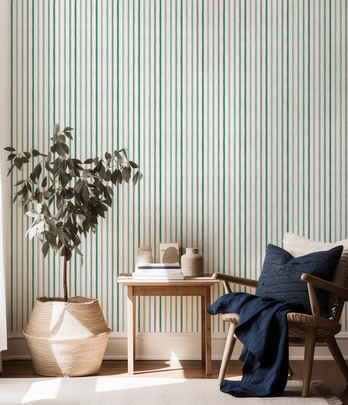 Hand-Brushed Linear Stripes – Wallpaper in Multi Colours