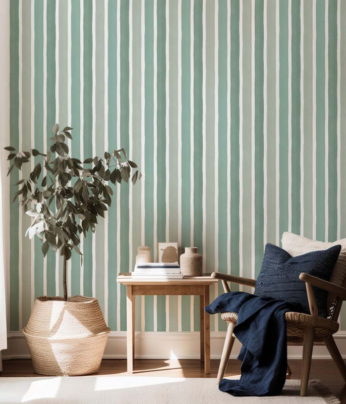 Textured Brushstroke Stripes – Wallpaper in Multi Colours