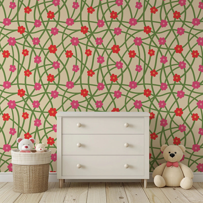 Playful Petals Floral Wallpaper – Colourful Botanical Design