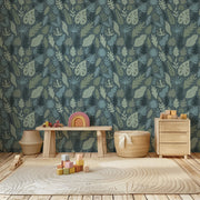Playful Leaf Jungle Kids Wallpaper