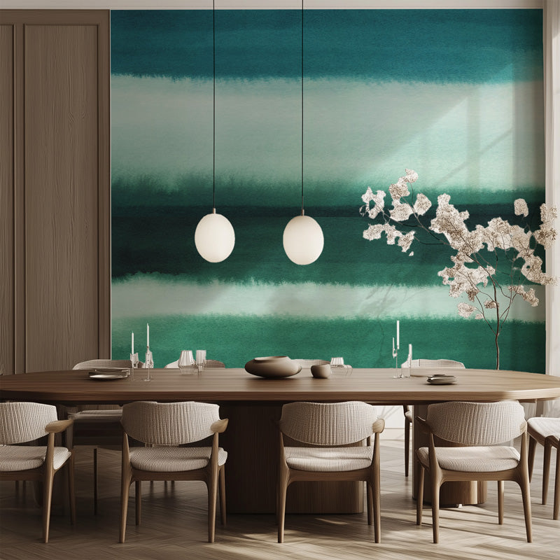 Emerald Horizon Abstract Mural Wallpaper