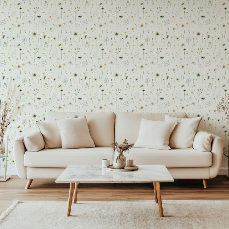 Wildflower Meadow Scatter Wallpaper – Soft Botanical Pattern