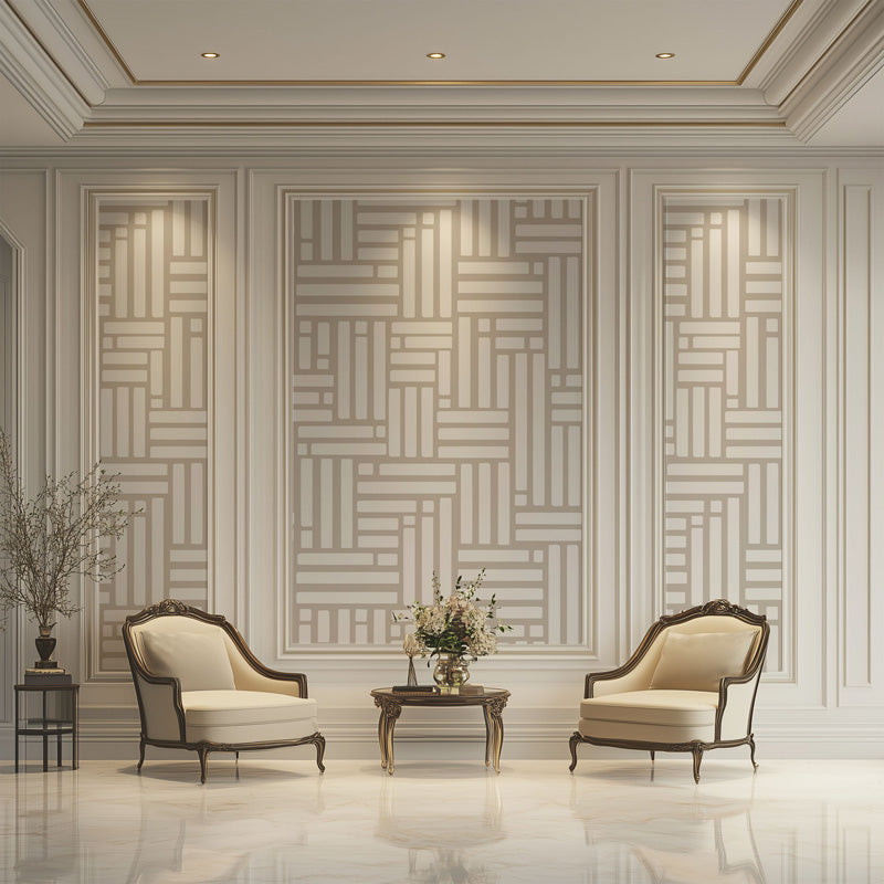 Stacked Pathways – Geometric Wallpaper in Black & Cream