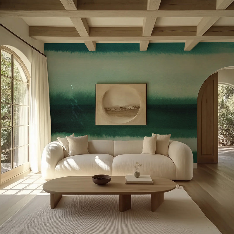 Emerald Horizon Abstract Mural Wallpaper