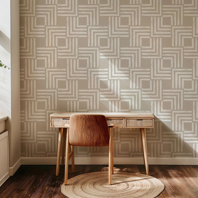 Angular Strokes – Geometric Wallpaper in Black & Cream